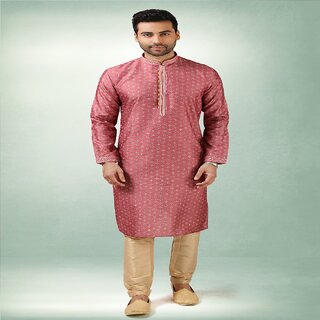 Chic Men Raivat Ethnic Pink Colour Art Silk Printed Kurta Pajama 1487 2026 at ShopCircuit | ONDC