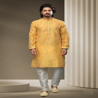 Raivat Ethnic Yellow Colour Jacquard Silk Brocade Kurta Pajama 1531 - Ethnic Wear | Buy online on ZillyBuy