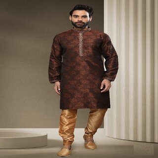 Luxurious Men Raivat Ethnic Brown Colour Jacquard Silk Brocade Kurta Pajama 1537 2026 at ShopCir