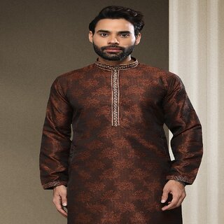 Luxurious Men Raivat Ethnic Brown Colour Jacquard Silk Brocade Kurta Pajama 1537 2026 at ShopCir