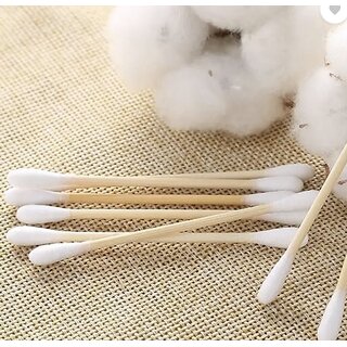 bamboo wooden swab cotton ear duds double headed disposable sanitary cotton swabs for daily care pack of 100 pieces