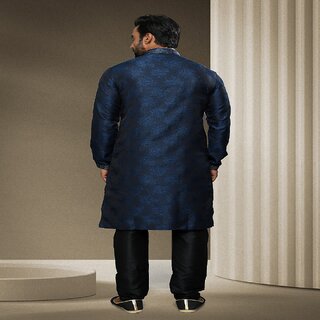 Modern Men Raivat Ethnic Blue Colour Jacquard Silk Brocade Kurta Pajama 1542 2026 at ShopCircuit
