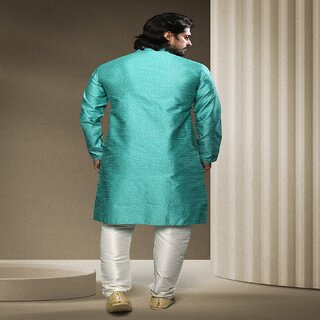 Best Men Raivat Ethnic Rama Green Colour Jacquard Silk Brocade Kurta Pajama 1548 2026 at ShopCir