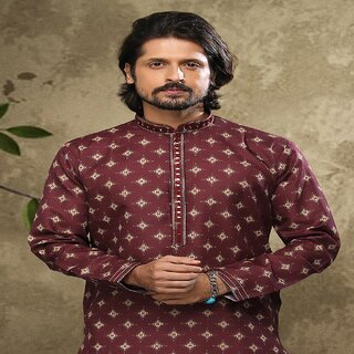 Stylish Men Raivat Ethnic Wine Colour Cotton Digital Print Kurta Pajama 1557 2026 at ShopCircuit