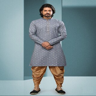 Raivat Ethnic Grey Colour Cotton Digital Print Kurta Pajama 1571 - Ethnic Wear | Buy online on ZillyBuy