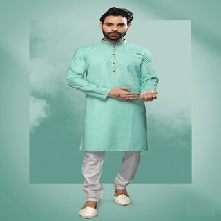 Modern Men Raivat Ethnic Sea Green Colour Cotton Pintux Work Kurta Pajama 1644 2026 at ShopCircu