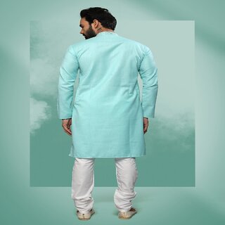 Modern Men Raivat Ethnic Sea Green Colour Cotton Pintux Work Kurta Pajama 1644 2026 at ShopCircu