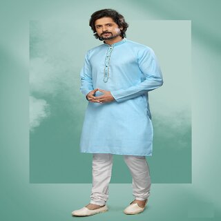 Raivat Ethnic Sky Blue Colour Cotton Pintux Work Kurta Pajama 1646 - Ethnic Wear | Buy online on ZillyBuy