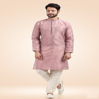 Chic Men Raivat Ethnic Onion Pink Colour Jacquard Banarasi Silk Pintux Work Kurta Pajama 1811 20