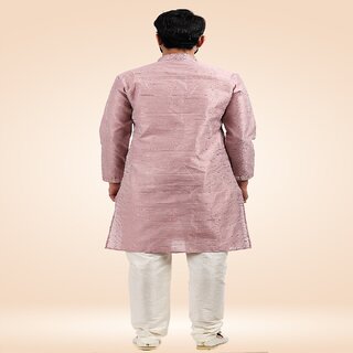 Chic Men Raivat Ethnic Onion Pink Colour Jacquard Banarasi Silk Pintux Work Kurta Pajama 1811 20