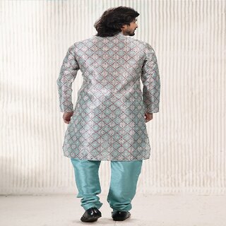 New Men Raivat Ethnic Firozi Blue Colour Jacquard Banarasi Silk Kurta Pajama 2084 2026 at ShopCi