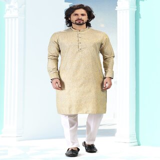 Best Men Raivat Ethnic Cream Beige Colour Silk Kurta Pajama 2169 2026 at ShopCircuit | ONDC