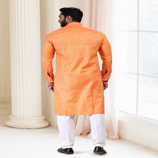 Latest Men Raivat Ethnic Orange Colour Silk Kurta Pajama 2170 2026 at ShopCircuit | ONDC