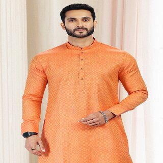 Latest Men Raivat Ethnic Orange Colour Silk Kurta Pajama 2170 2026 at ShopCircuit | ONDC
