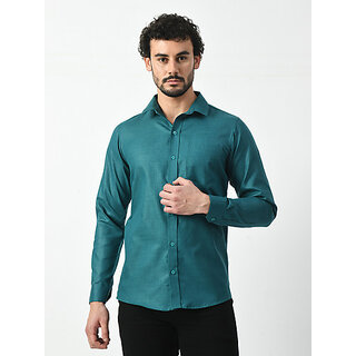 New Men Alokk Men Regular Fit Solid Curved Collar Casual Shirt (Blue) 2026 at ShopCircuit | ONDC
