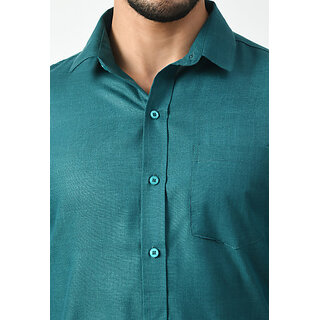 New Men Alokk Men Regular Fit Solid Curved Collar Casual Shirt (Blue) 2026 at ShopCircuit | ONDC