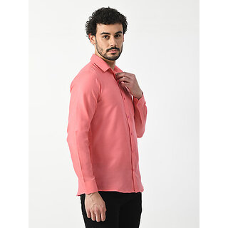 Best Men Alokk Men Regular Fit Self Design Curved Collar Casual Shirt (Pink) 2026 at ShopCircuit