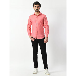 Best Men Alokk Men Regular Fit Self Design Curved Collar Casual Shirt (Pink) 2026 at ShopCircuit