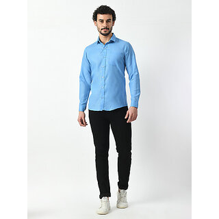 New Men Alokk Men Regular Fit Solid Curved Collar Casual Shirt (Blue) 2026 at ShopCircuit | ONDC