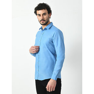 New Men Alokk Men Regular Fit Solid Curved Collar Casual Shirt (Blue) 2026 at ShopCircuit | ONDC