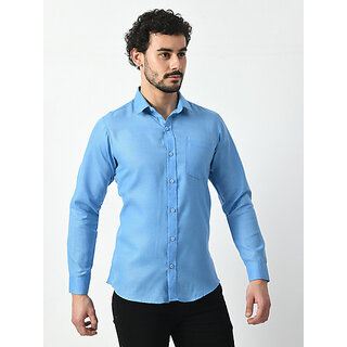 New Men Alokk Men Regular Fit Solid Curved Collar Casual Shirt (Blue) 2026 at ShopCircuit | ONDC