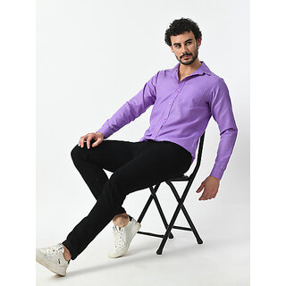 Trendy Men Alokk Men Regular Fit Solid Curved Collar Casual Shirt (Purple) 2026 at ShopCircuit |