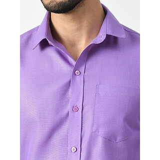 Trendy Men Alokk Men Regular Fit Solid Curved Collar Casual Shirt (Purple) 2026 at ShopCircuit |