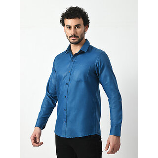 Chic Men Alokk Men Regular Fit Solid Curved Collar Casual Shirt (Blue) 2026 at ShopCircuit | OND
