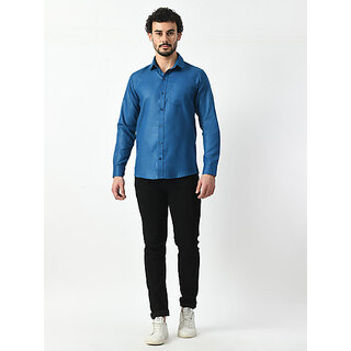 Chic Men Alokk Men Regular Fit Solid Curved Collar Casual Shirt (Blue) 2026 at ShopCircuit | OND