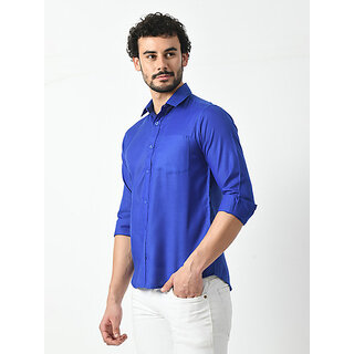 Stylish Men Alokk Mens Regular Fit Solid Shirt  Dark Blue, Curved Collar, Casual Wear 2026 at Sh