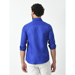 Stylish Men Alokk Mens Regular Fit Solid Shirt  Dark Blue, Curved Collar, Casual Wear 2026 at Sh