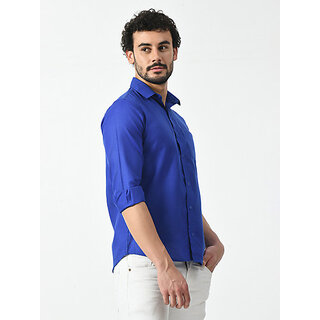 Stylish Men Alokk Mens Regular Fit Solid Shirt  Dark Blue, Curved Collar, Casual Wear 2026 at Sh