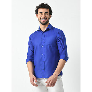 Stylish Men Alokk Mens Regular Fit Solid Shirt  Dark Blue, Curved Collar, Casual Wear 2026 at Sh