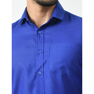 Stylish Men Alokk Mens Regular Fit Solid Shirt  Dark Blue, Curved Collar, Casual Wear 2026 at Sh