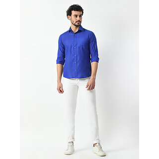 Stylish Men Alokk Mens Regular Fit Solid Shirt  Dark Blue, Curved Collar, Casual Wear 2026 at Sh