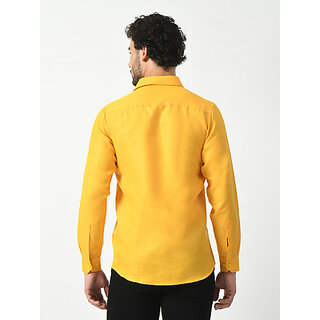 Affordable Men Alokk Men Regular Fit Self Design Curved Collar Casual Shirt (Yellow) 2026 at Sho
