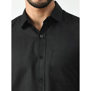 New Men Alokk Men Regular Fit Solid Button Down Collar Casual Shirt (Black) 2026 at ShopCircuit 