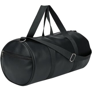 Aronkart Black Leatherette Duffle Gym Bag for Men & Women | Stylish & Water-Resistant Weekender Travel Bag with Shoulder Strap & Side Pocket | Multipurpose Sports & Fitness Bag | Pack of 1