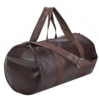 Aronkart Brown Leatherette Duffle Gym Bag for Men  Women  Stylish  Water-Resistant Weekender Travel Bag with Shoulder Strap  Side Pocket  Multipurpose Sports  Fitness Bag  Pack of 1