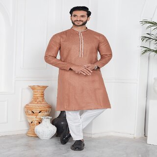 Raivat Ethnic Light Brown Colour Linen Cotton Pintux Work Kurta Pajama 3142 - Ethnic Wear | Buy online on ZillyBuy