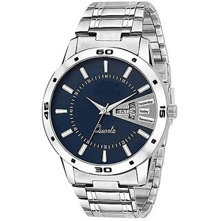 griffin analog day date functioning stainless steel chain watch for men boys blue dial 