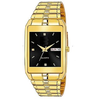 griffin blk quartz original gold plated day date functioning watch for boys analog watch for men