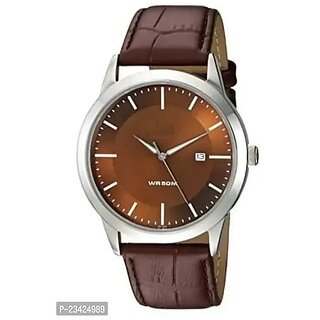 griffin mens quartz analog watch with brown dial and brown strap date function