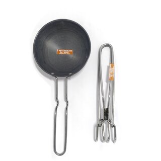 i WARE KkitchenCare Hard Anodized Tadka Pan/Spice Heating Pan (Black) Pakkad/Wire Tong/Utensil Holder