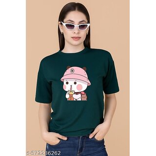 printed round neck top for women