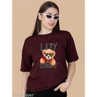 printed round neck top for women