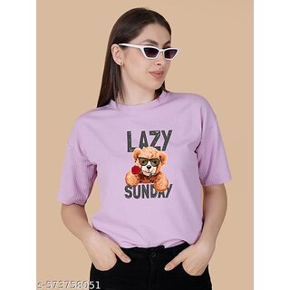 printed round neck top for women