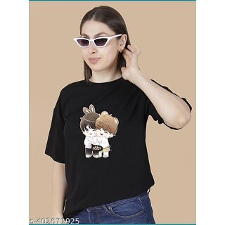 printed round neck top for women