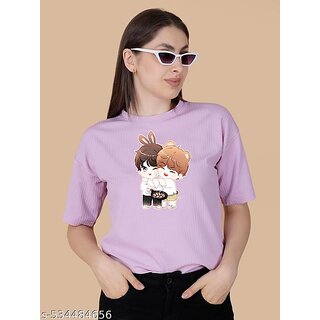 printed round neck top for women