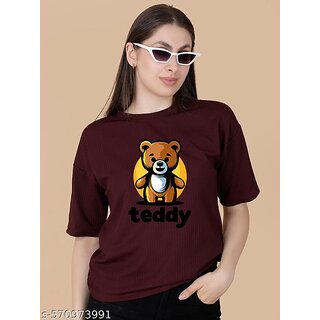 printed round neck top for women